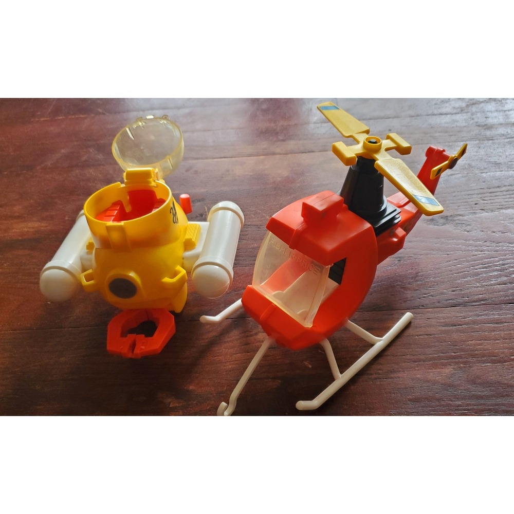 Vintage 1970s Fisher Price Rescue Helicopter‎ and Submarine Toy Set